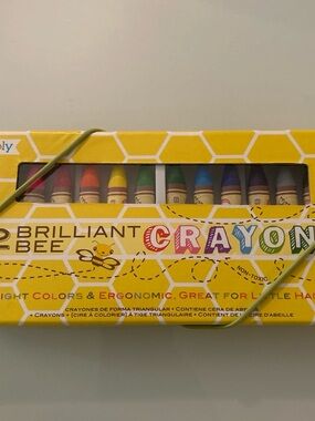 Brilliant Bee 12 Count Triangular Beeswax Crayons Ergonomic Non-Toxic Set Ooly